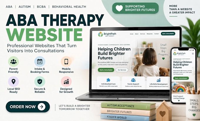 design an aba therapy website for autism and behavioral health practice