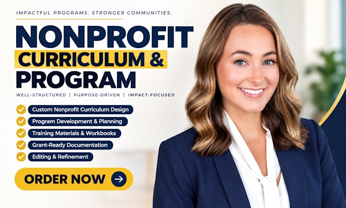 write a nonprofit program, curriculum, and implementation plan
