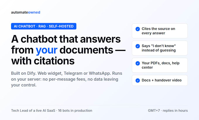 build an ai chatbot that answers from your documents, self hosted on dify