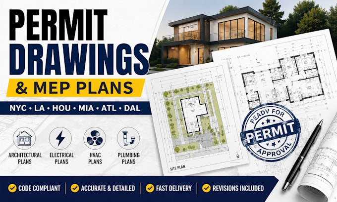 create a handcrafted architectural site permit, tx, la, autocad 2d floor plans