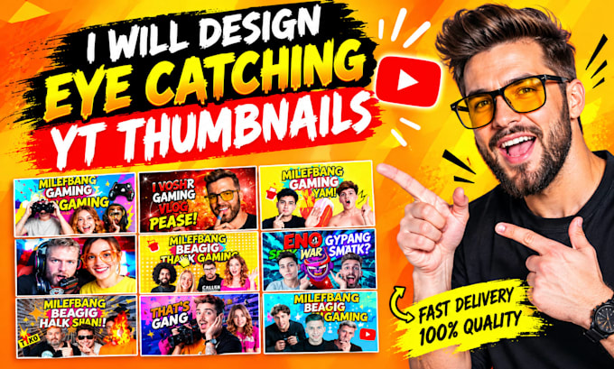 design eye catching yt thumbnail for gaming vlog and shorts