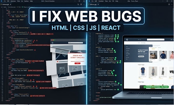 fix bugs in your HTML CSS javascript or react website