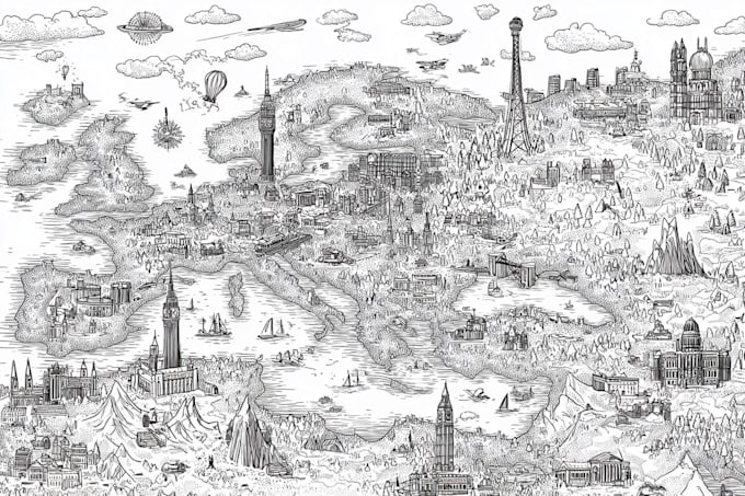 create doodle illustrated vector map