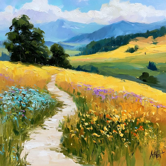 paint a custom landscape oil painting on canvas