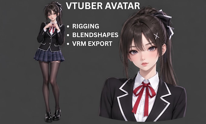 design custom vtuber avatar with rigging, blendshapes and vrm exports