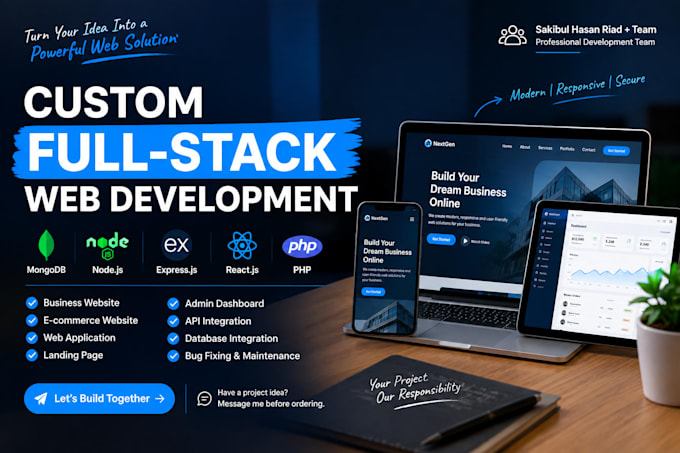 develop a custom full stack website using mern stack or PHP