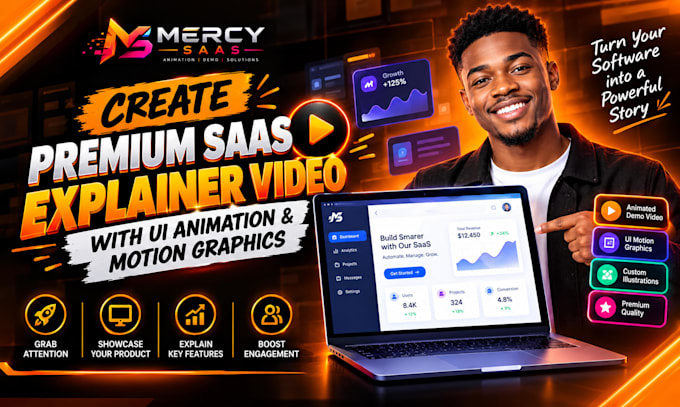 create premium saas explainer ui animation demo video with ui motion graphics