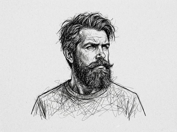 draw scribble art vector portrait from photo