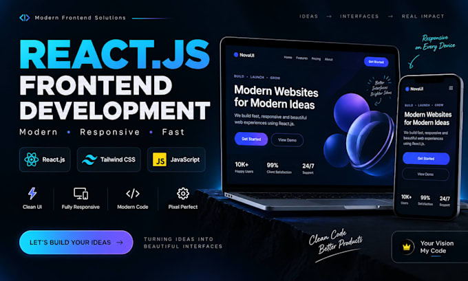 develop a modern responsive react js web application