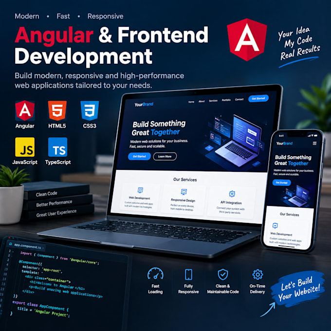 develop a responsive angular website or web application