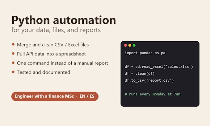 write a python script to automate your data, files, or reports