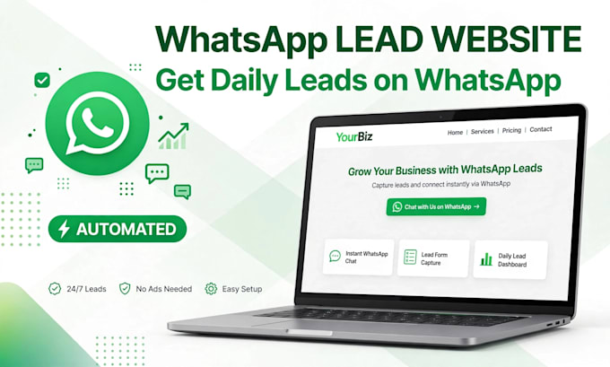 create lead generation website with whatsapp auto redirect