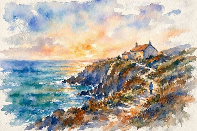 do creative watercolor landscape art