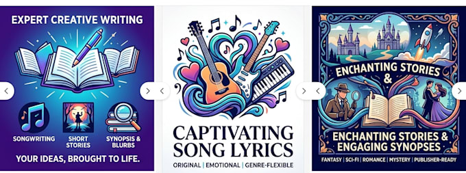write original song lyrics, short stories, synopsis