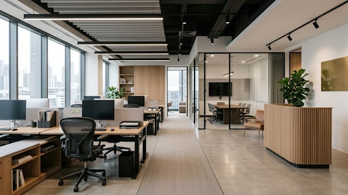 design your office interior with space planning and 3d visualization