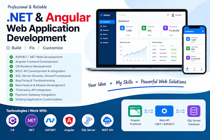 develop and fix your dot net and angular web application