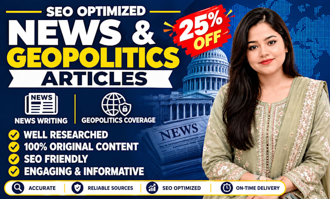 write SEO optimized news and geopolitics articles