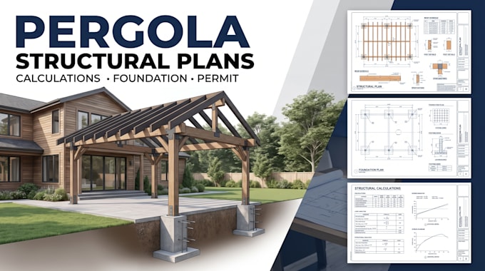 do pergola structural plans design and calculations and permit drawings
