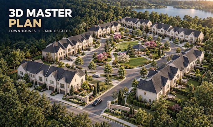 create 3d master plan visualization for townhouse complexes and land estates