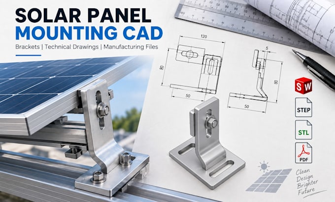 design solar panel mounting brackets, technical drawings for manufacturing