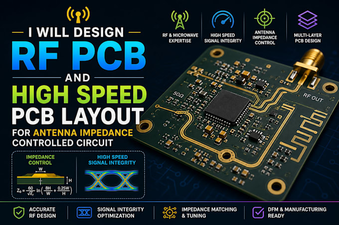 design rf pcb and high speed pcb layout for antenna impedance controlled circuit
