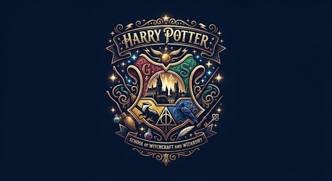 design a magical and creative harry potter logo