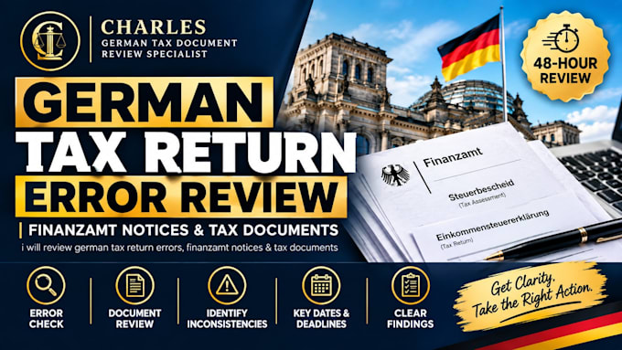 review german tax return errors, finanzamt notices and tax documents