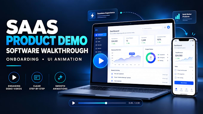 create 2d animated sass explainer video, sass demo  video ui animation