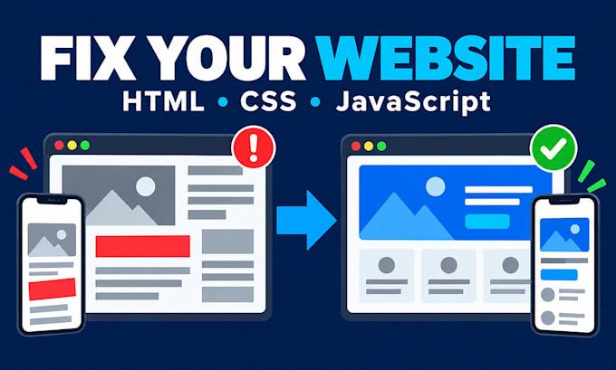 fix HTML CSS javascript bugs and responsive issues