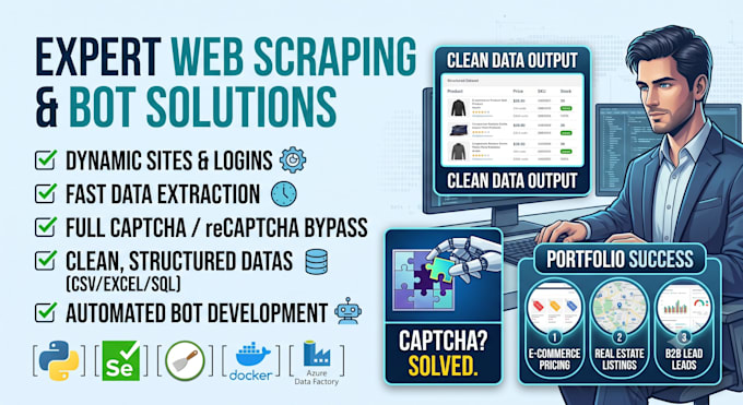 build python web scraping bot, data extraction with selenium and scrapy
