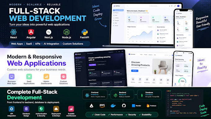 build a full stack app with react angular nextjs nodejs fastapi