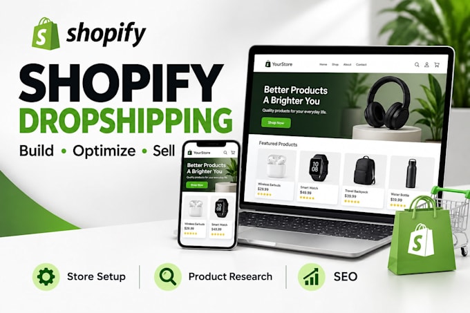 build a shopify dropshipping store with product  SEO