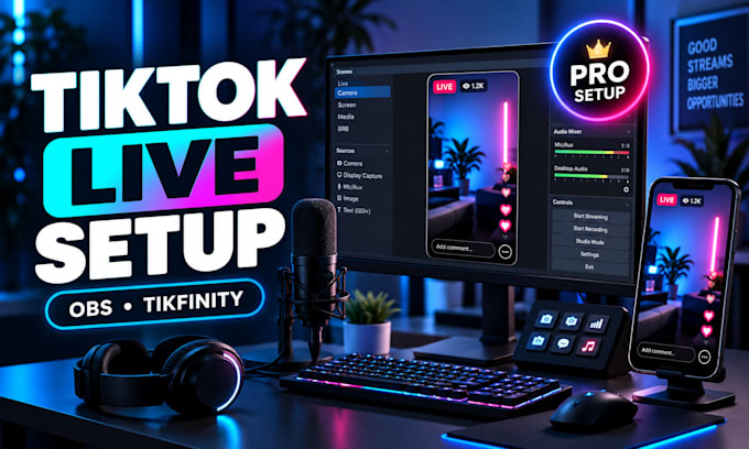 set up tiktok live studio, obs and tikfinity for professional streaming