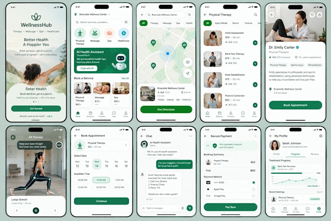 do ai physical therapy, spa, massage and healthcare booking ar exercise guidance