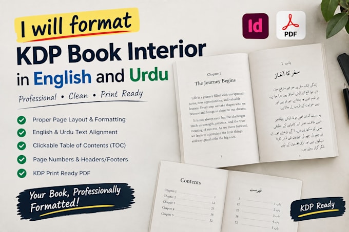format KDP book interior in english and urdu