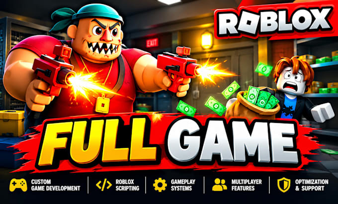roblox game dev, custom roblox game, scripter, ui, sfx, full game creation