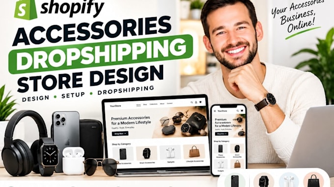 shopify accessories dropshipping store setup and design
