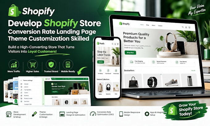develop shopify store conversion rate landing page theme customization skilled