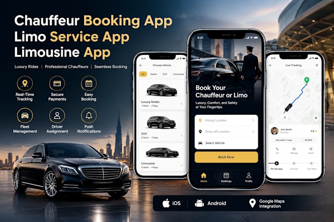 develop chauffeur booking app, limo service app and limousine app