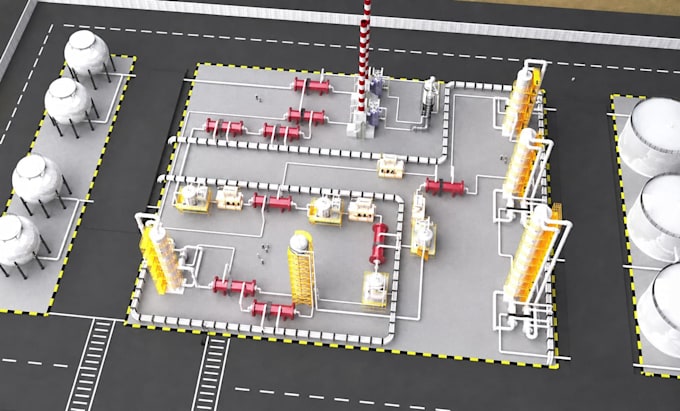 create 3d industrial chemical plant animation and walkthrough