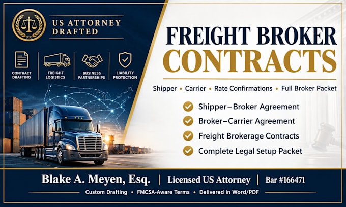 draft full freight broker legal contracts and setup packets