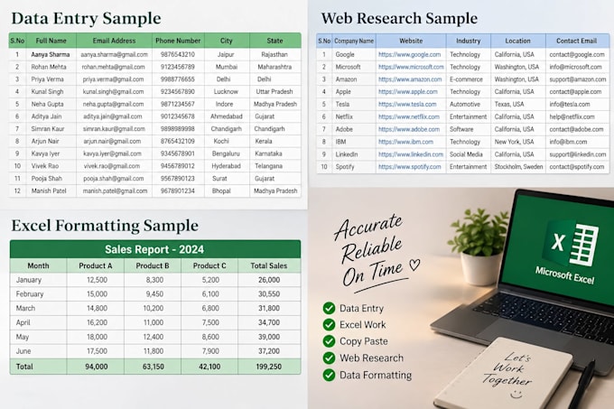 do data entry, excel, copy paste and web research