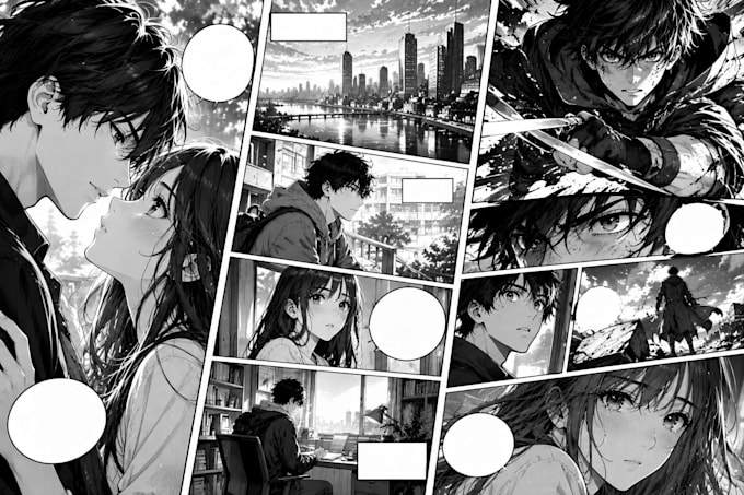 illustrate your webtoon manga panel professionally
