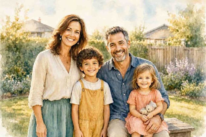 make watercolor family portrait