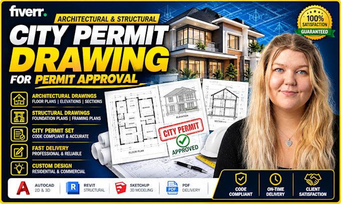 create city permit plans, architectural blueprints, construction drawings, adu