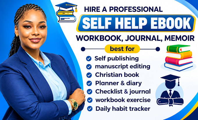 write self help ebook, life coaching, workbook design, self help journal