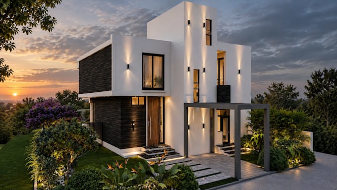 design modern exterior realistic 3d rendering