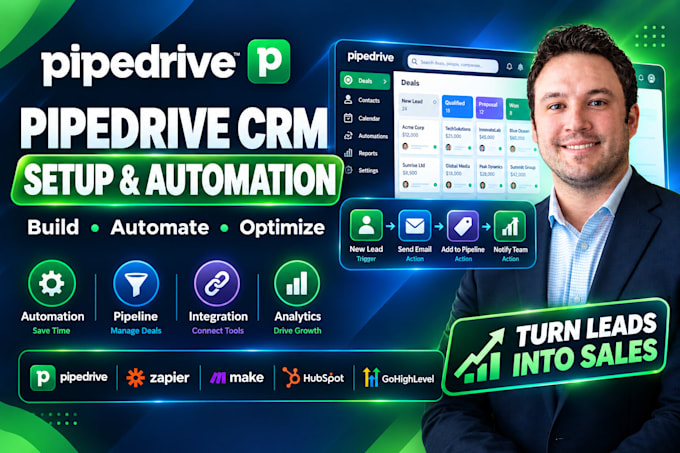 setup optimize and automate your pipedrive CRM sales pipeline and workflow
