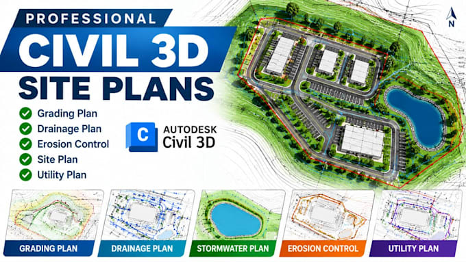 design grading plan, drainage plan, erosion control, site plan, utility plan