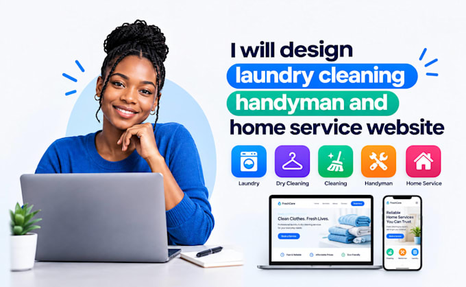 design laundry cleaning handyman and home service website